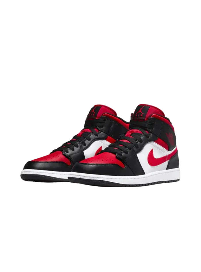 AIR JORDAN 1 MID WHITE BLACK RED FIRE RED