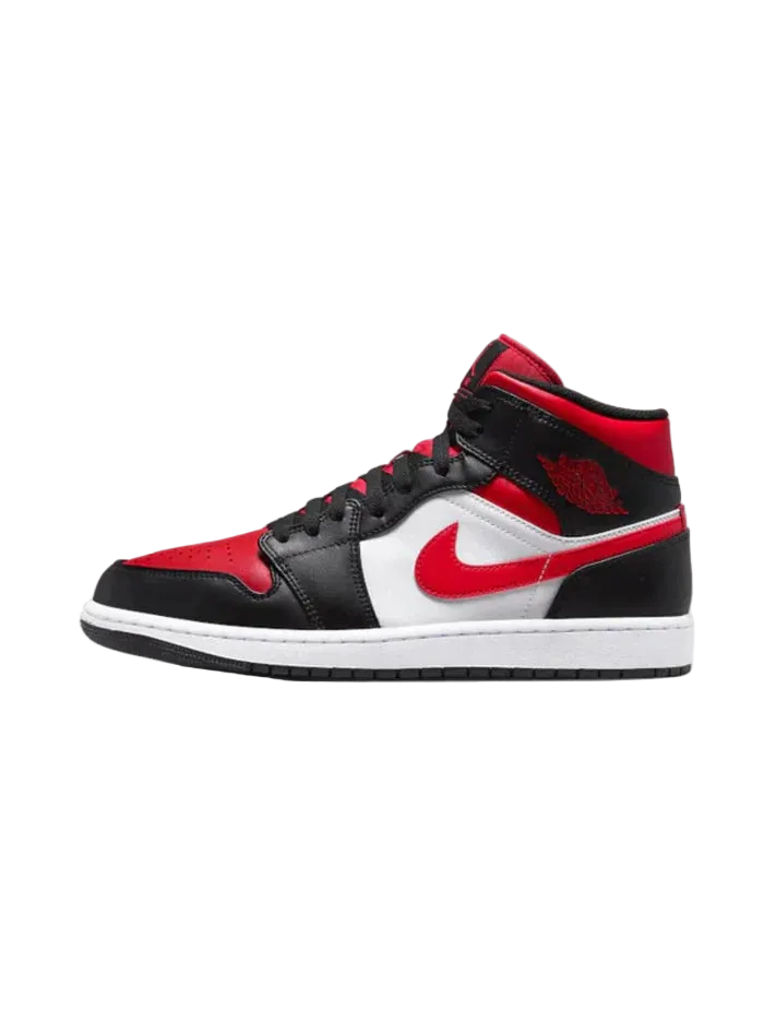 AIR JORDAN 1 MID WHITE BLACK RED FIRE RED