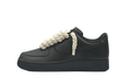 NIKE AIR FORCE 1 LOW TRIPLE BLACK BEIGE ROPE LACES