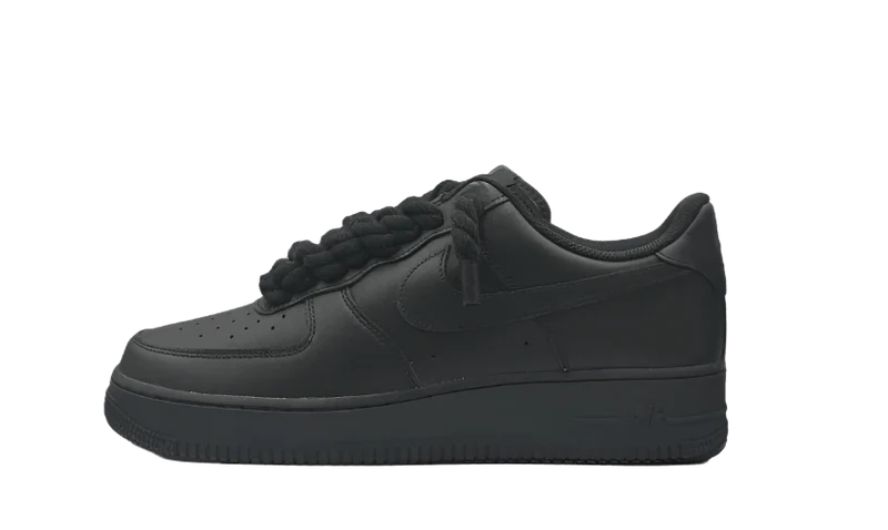 NIKE AIR FORCE 1 LOW TRIPLE BLACK BLACK ROPE LACES
