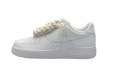 NIKE AIR FORCE 1 LOW TRIPLE WHITE BEIGE ROPE LACES