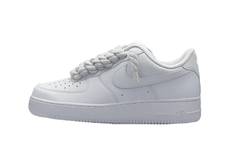 NIKE AIR FORCE 1 LOW TRIPLE WHITE WHITE ROPE LACES