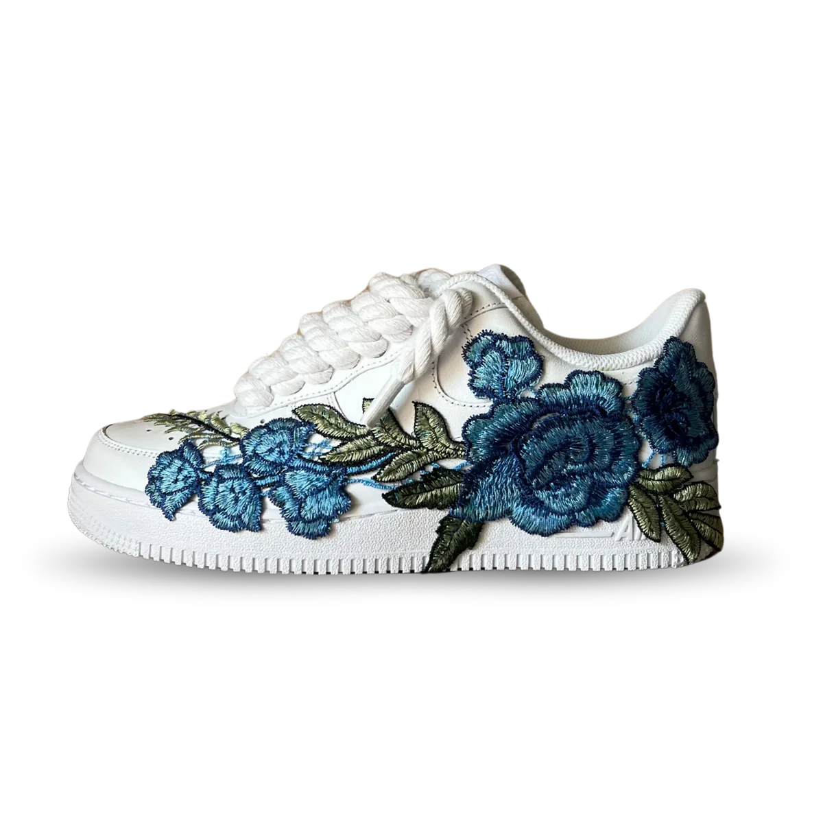 NIKE AIR FORCE 1 LOW WHITE BLUE ROSE ROPE LACES